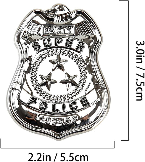 BinaryABC Metal Police Badges, 2PCS Police Role Play Brooch Props, Halloween Cop Cosplay Costume Accessory