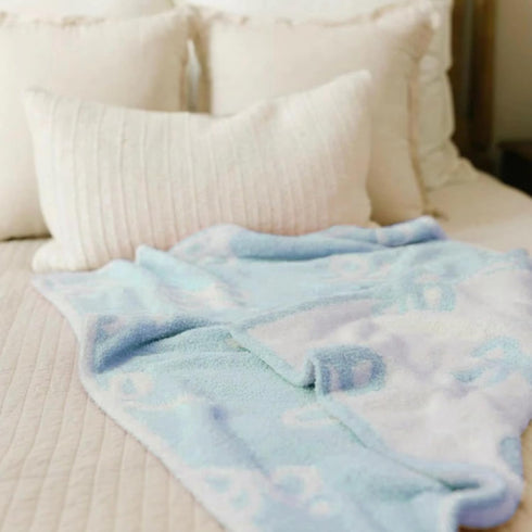 Cozy 30x40 Bow Blanket Blue Bows Soft Throw Blanket Reversible Premium Fabric for Best Comfort