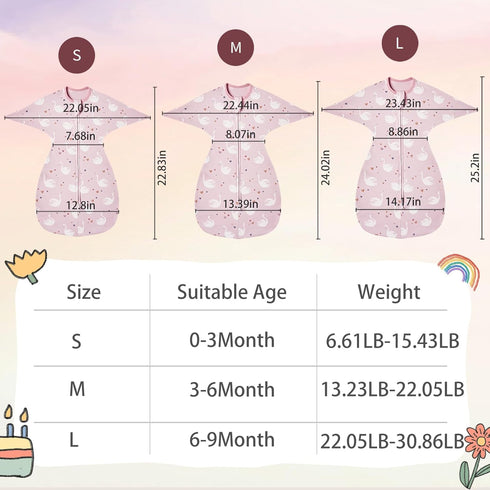 2-Way 0-3 insular Baby Transitional Swaddle with Zipper Newborn Sleep Sack Arms Up Infant Sleeping Bag Wearable