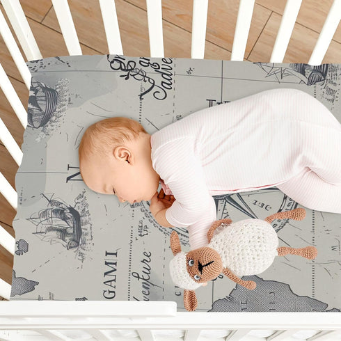 YETTASBIN 27 39 World Map Fitted Crib Sheet for Baby Boys Girls, Extra Soft Breathable Nursery Bedding Sheet