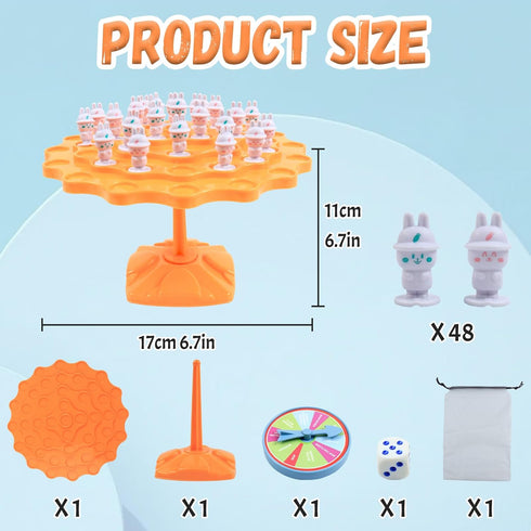 Rabbit Balance Game Toys, Two-Player Interactive Family Tabletop Puzzle Game, Montessori Toy Birthday Christmas Gifts