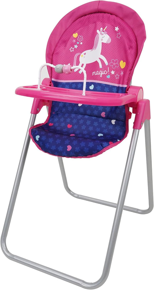 509 Crew Unicorn Doll Highchair - Kids Pretend Play Highchair w/Feeding Tray, Fits Dolls up to 21", Ages 3+