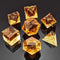 Bescon Crystal Clear (Unpainted) Sharp Edge DND Dice Set of 7, Amber Color for Role Playing Games
