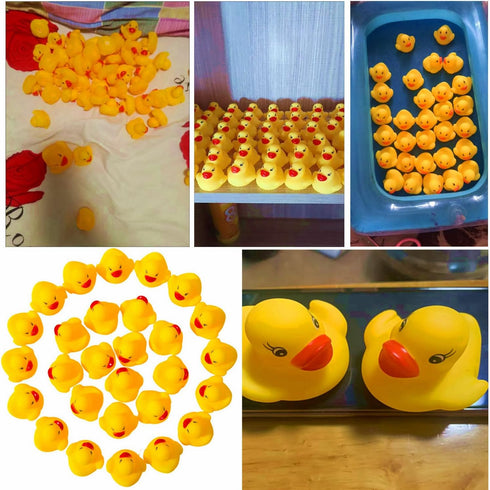DZTIAN 51-Pieces Float & Squeak Mini Rubber Duck Baby Bath Ducky Sound ShowerToys for Kids Celebrate The Joy of The