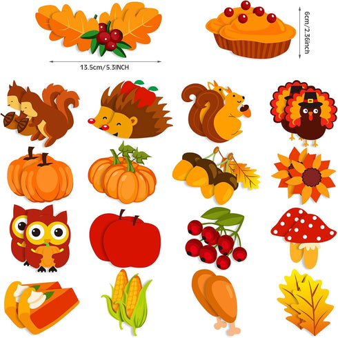 37 Pieces Fall Thanksgiving Felt Craft Kit, DIY Turkey Pumpkin Set with Detachable Maple Leaves