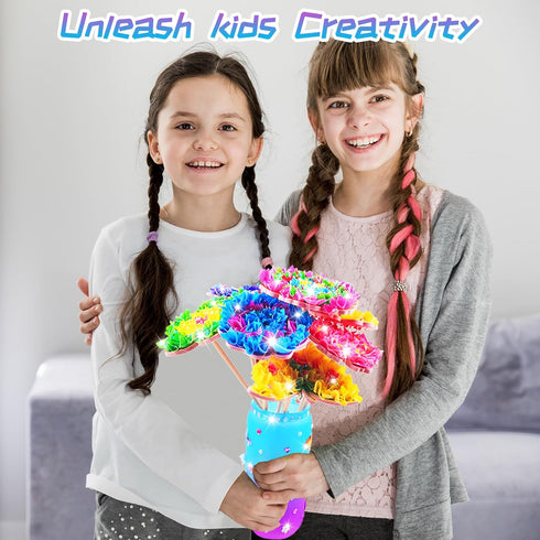 FJBICODA 5-12 8 2 1 5 6 7 8 9 10+ Poke Art Flower Bouquet Craft Kit - Arts and Crafts for Girls Ages - Make Your Own
