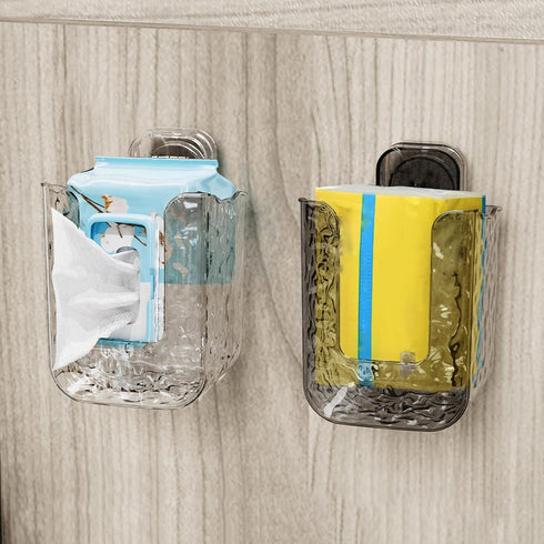 Haoyull Wall Mounted Wet Wipe Dispenser with Suction Cup Easy to Installation Versatile Use Storage Case in Kitchen