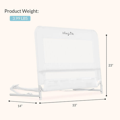 Dream On Me Lightweight Mesh Security Adjustable Bed Rail for Toddler, Breathable Mesh Fabric, Suitable for All Types