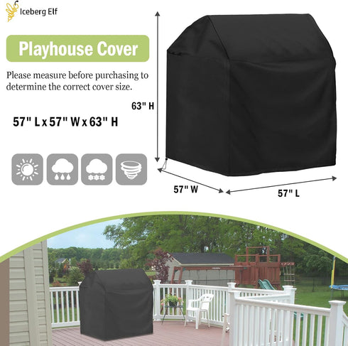 Outdoor Playhouse Cover, Waterproof 57" L x 57" W x 63" H, Sun Protection Dust Cover, Heavy Duty Oxford Fabric