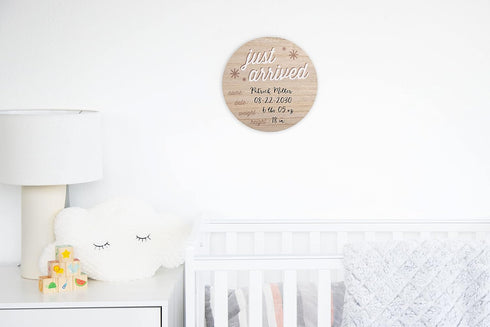 Reece Studio New Baby Birth Announcement Fill-In Photo Prop, Newborn Hospital Wooden Birthday Sign, Customizable New