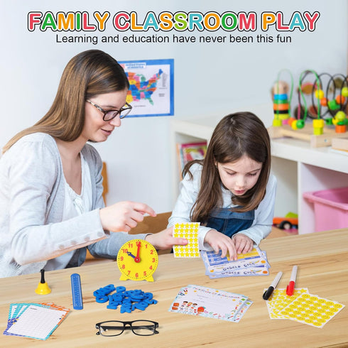 Set 5 6 7 8 9 10 11 12 Alritz Pretend Play Teacher - Classroom Learning Education Includes Reusable White Board Bell