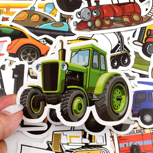 QTL Truck Stickers for Kids, Boys Tractor Stickers for Water Bottles, Easter Basket Stuffers, 50Pcs