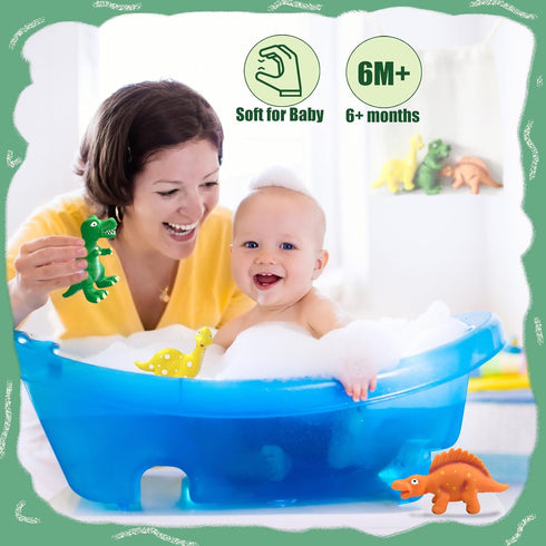 1-3, 18 3Pcs 1-3 Dinosaurs Toys for Toddlers No Hole Bath Toys for Months, Soft Rubber Dino Bath Toy for Kids Age