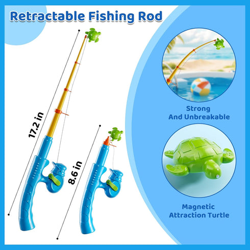 LILYBUDS 3 4 5 6 7 8, Summer 3-5 4-8 Magnetic Fishing Game Pool Toys for Kids Water Table Bathtub Toys with Inflatable