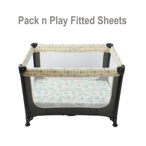 Pack 2 Pack Onacosht n Play Sheets for Baby Girl, Stretchy Jersey Knitted Playard Fitted Sheets Portable Mini Crib
