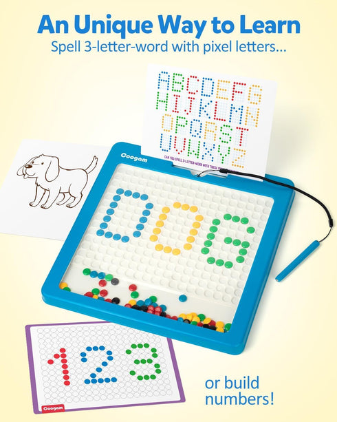 3 4 5 6 Coogam Magnetic Drawing Board, Large Magnet Doodle Board with Pen and Dot Beads, Color Shape Pattern Art Pad