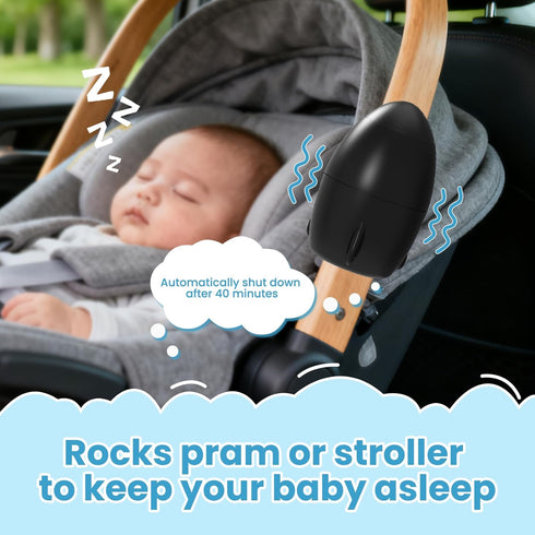 TUWEIPAIKE 5 Settings 40-Minute Portable Stroller Rocker, Baby Vibrating Soother with Speed and Timer - Fits Pushchairs