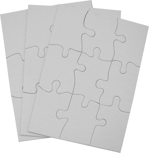 Inovart 9-Piece Blank Puzzle, 12 Puzzles Per Package, 4" x 5-1/2", White