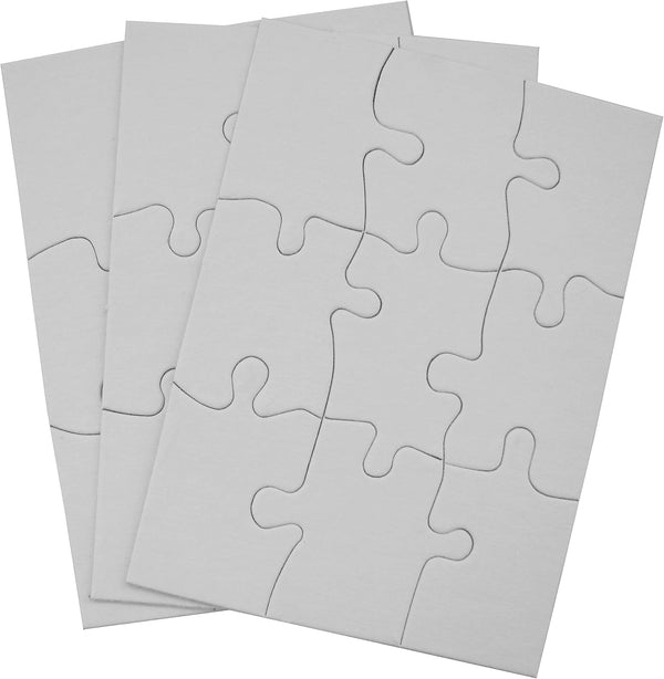 Inovart 9-Piece Blank Puzzle, 12 Puzzles Per Package, 4" x 5-1/2", White