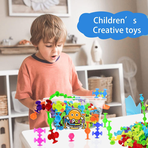 165Pcs 3 4 5 6 Genius Suckers Suction Cup Toys, Bath Sensory Toys for Kids, Colorful Building Toys Party Favor Gift