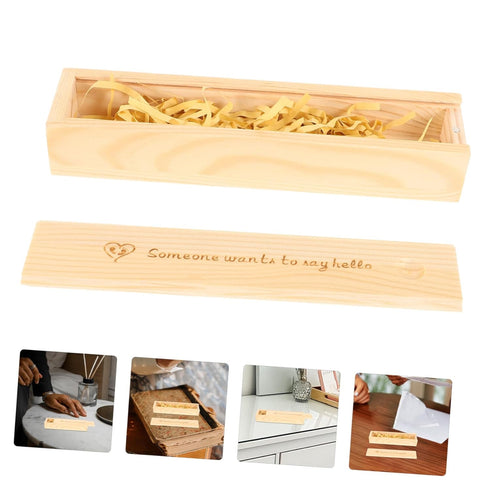 Wooden Pregnancy Test Keepsake Box with Lid for Announcement and Memory Storage Delicate Footprint Design Multipurpose