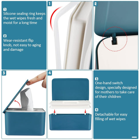 Blue Diaper Wipes Dispenser - Keeps Wipes Fresh and Accessible