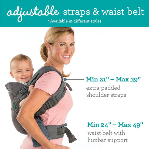 4-in-1 Infantino Flip Convertible Baby Carrier, Adjustable, Ergonomic Babywearing, Registry Essential, Baby Carrier