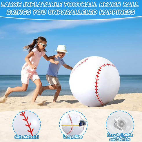 Meooeck 2 Pcs Giant Inflatable Beach Balls 40 Inch Large Baseball PVC Blow Up Float Toys for Summer Pool Party Games
