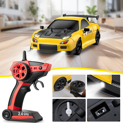 ReinbowRiff 1:14 4WD 2.4GHz 28km/h RC Drift Car, Drift Remote Control Car Drift RC Car, LED Lights,Racing and Drift