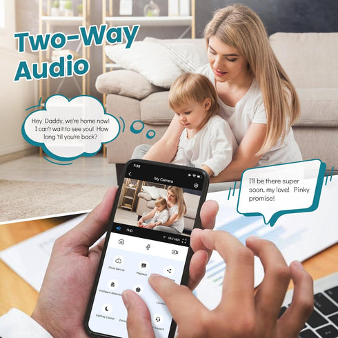 PBSEV 1080P Setup, Security Camera Indoor Wired, Pan/Tilt Control, Two-Way Audio, Clear Night Vision, Easy SD/Cloud