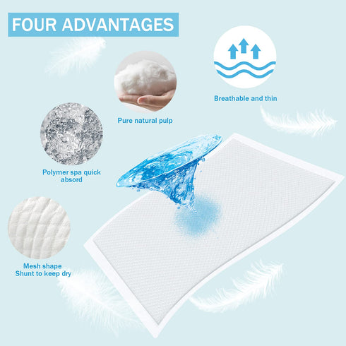 sundee 100 Pack Baby Disposable Changing Pad, Soft Non-Woven Fabric Breathable Waterproof Underpads, Portable