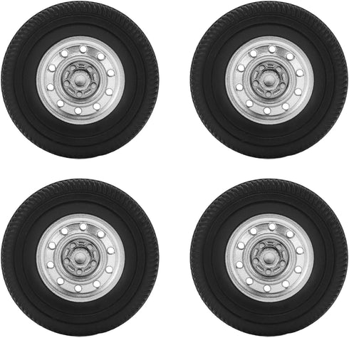 VBESTLIFE RC Tires Set Replacement, Rubber Tires with Plastic Hubs for D12mini Upgrade Parts, RC Rim Accessories