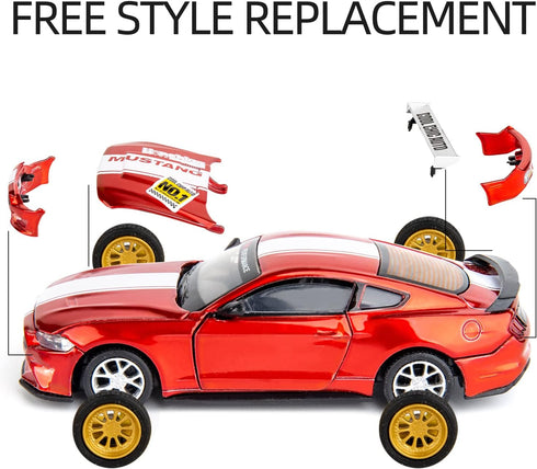 1/42 Ford Mustang Car Model, Take Apart Assembled Car, DIY Educational Building Toys for Children, Red