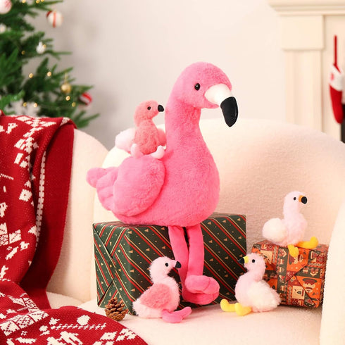 Animal-18 Inch Mommy 4 Tummy, MorisMos Plush Flamingo Stuffed Stuffed Flamingo with Baby Bird Plush Toys Inside Zipper