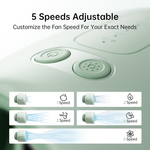 JISULIFE Baby Stroller Fan, Portable Large Battery Crib Fan with 5 Speeds, Bladeless Food-Grade Gifts Fan
