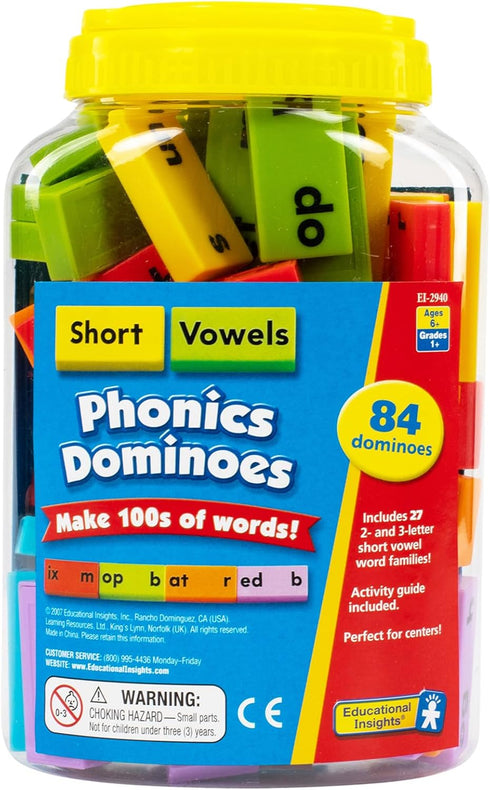 Educational Insights Phonics Dominoes Short Vowels - Manipulative for Classroom & Home,