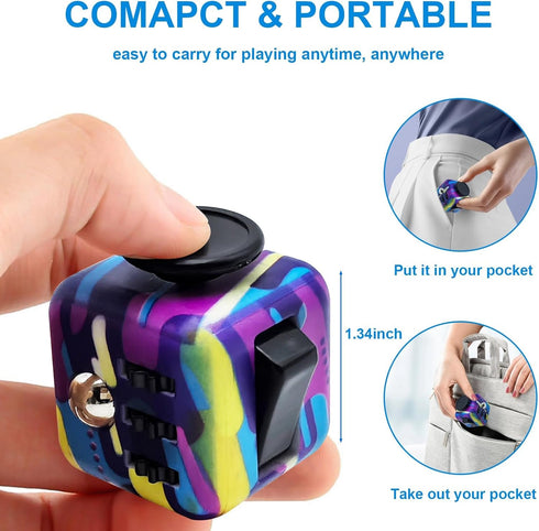 6 Pack Fidget Cube & Infinity Cube Toys for Adults & Kids, Multi-Sided Sensory Anxiety Relief Toys for ADD, ADHD, OCD