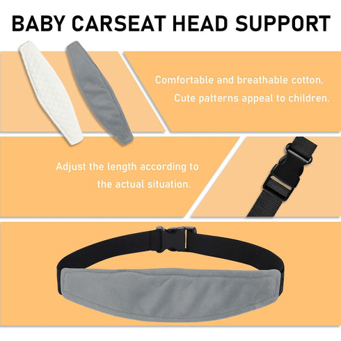 3 Pieces Baby Car Seat Head Support - Head Band Strap Headrest, Sleep Sling Sleep Locator for Infants and Toddlers Cute