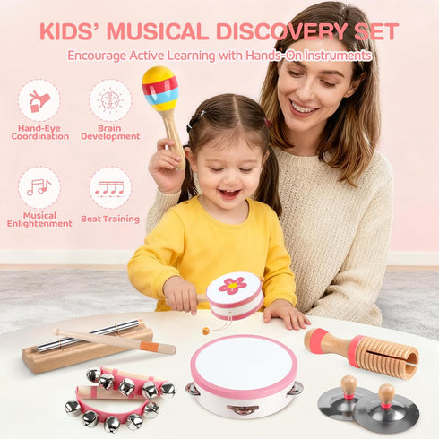 Rmischolar 1-3, Set, Baby Musical Instruments - Montessori Musical Toys for Toddlers Wooden Percussion Instruments Kids