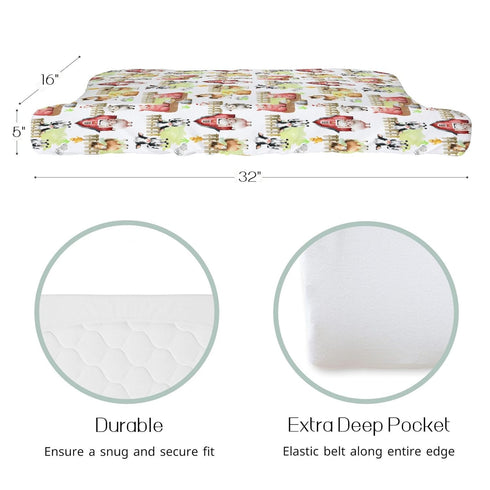 32"/34" 16" HawSkgFub Farm Animals Life Barn Changing Pad Cover for Baby Girls Boys, Natural Cow Chicken Pig Horse