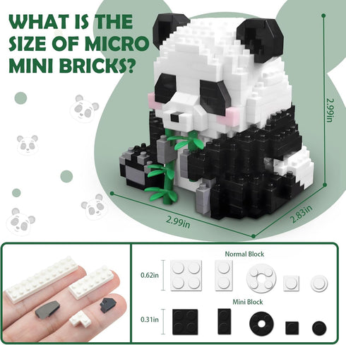 Set, 504PCS 14+ Finger Rock Creator Panda Bamboo Building Cute Panda Micro Bricks Building Kit, Party Favors for Adults