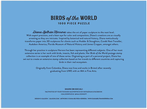 Galison Birds of The World Puzzle - 1000 Pieces - 27” x 20'' - Featuring Artwork from Diana Beltrán Herrera