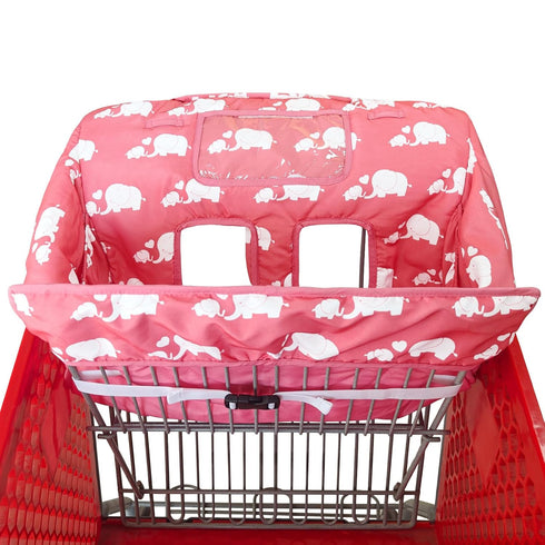 2-in-1 Shopping Cart and High Chair Cover for Baby, Padded Cover, Fold'n Roll Style, Portable with Carry Bag (Pink