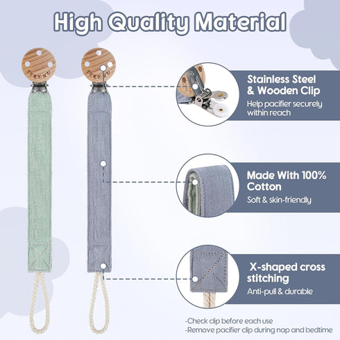 Holder,2 Pack TYRY.HU Ribbon Pacifier Clip Binky Paci Holder Clips, Pacifier Leash for Baby Boys and Girls,Fabric