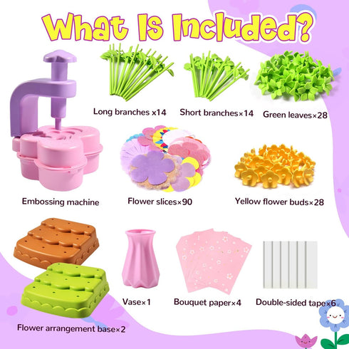 GPPNKC Set 4 5 6 7 8+ Flower Bouquet Craft Kit Flowers Market Toy Educational Toys Fun DIY Activity Christmas Birthday