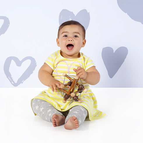 Manhattan Toy Artful Skwish Wooden Baby Rattle and Motor Skill Activity Toy for Infants and Toddlers