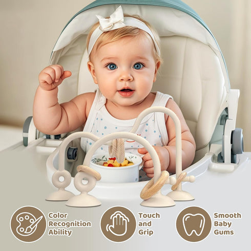 6 12 18 Baby High Chair Toys Teething Chew - Baby Table Toys, High Chair Suction Toy Teething Toys Silicone Teethers