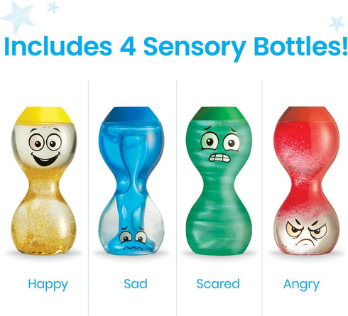 hand2mind Express Your Feelings Sensory Bottles-Primary Emotions, Quiet Toddler Fidgets for Classroom, Calm Down Corner