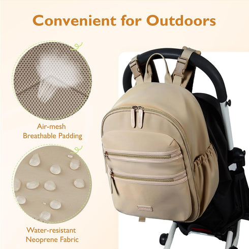 mommore Backpack Backpack Neoprene Diaper Bag Small Baby Bag Travel Mini Diaper for Newborn with Insulated Pockets