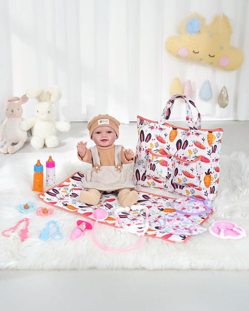 Set, 1520 Inch BABESIDE Baby Doll Diaper Bag Portable Storage with Cute Print, Perfect for Pretend Play & Role Play